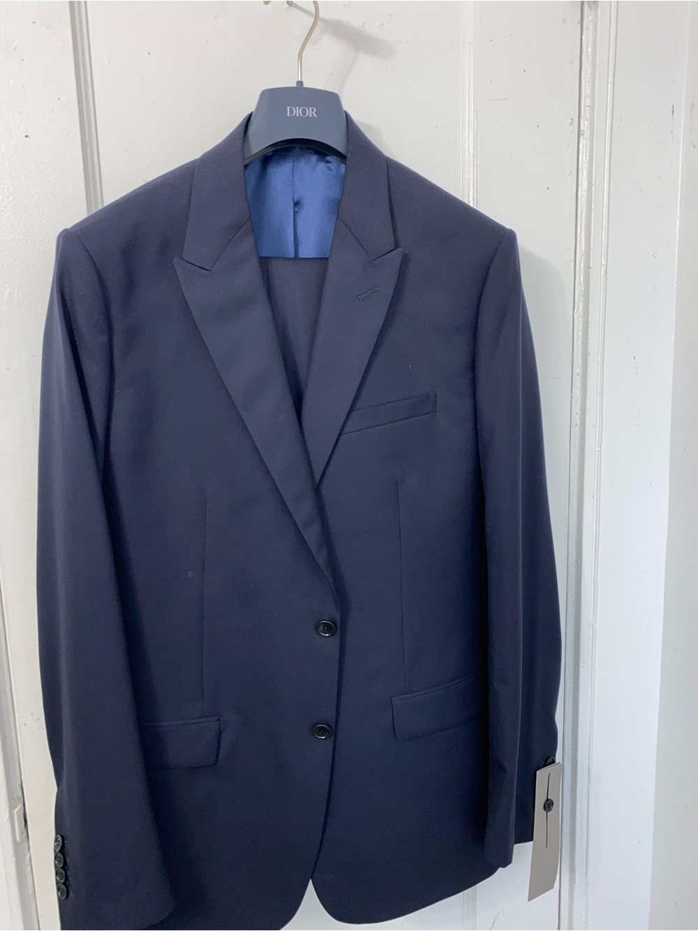 Dior Men's Dark Navy Two-Button Virgin Wool Suit Jacket. Size 54R. Brand new